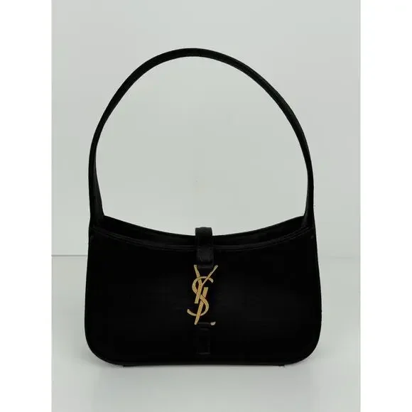 Saint Laurent Le 5 A 7 Mini YSL Women's Shoulder Bag in Black Satin - Picture 2 of 12